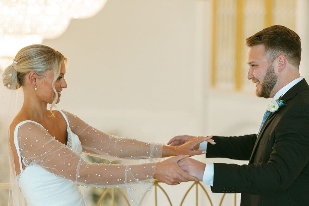 first look with bride at melrose abbey in kansas city
