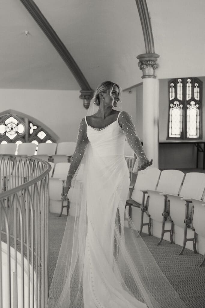 first look with bride at melrose abbey in kansas city