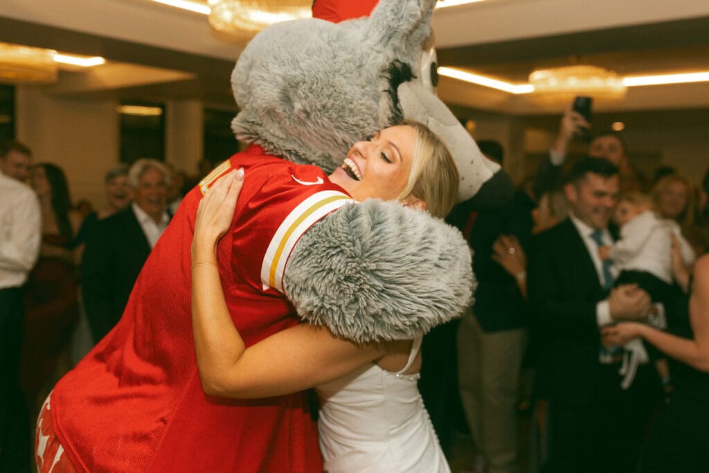 kc wolf dancing at reception in melrose abbey in kansas city