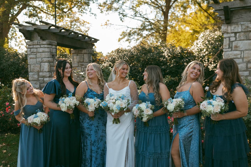 bridesmaids photos at loose park in kansas city