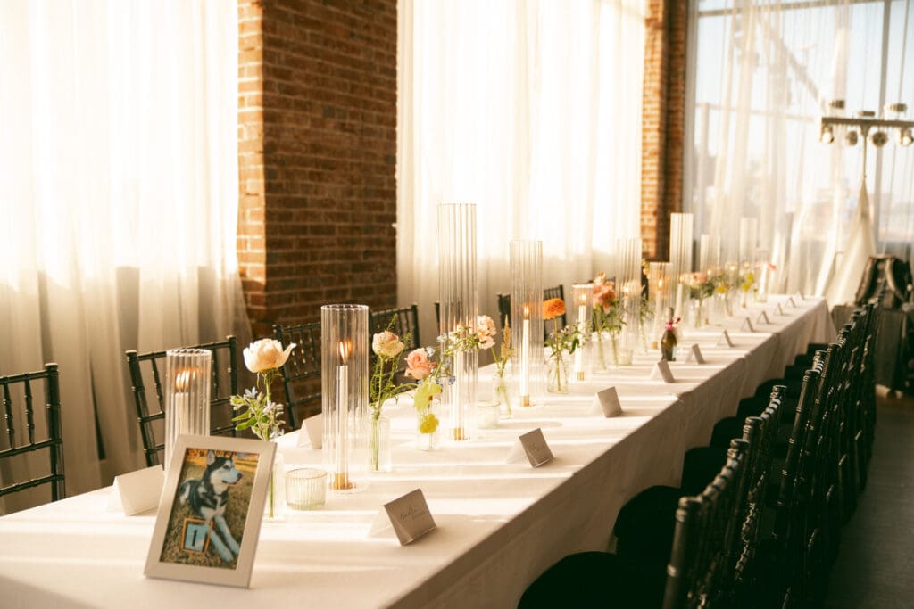 detail shot of colorful, luxurious wedding reception in kansas city