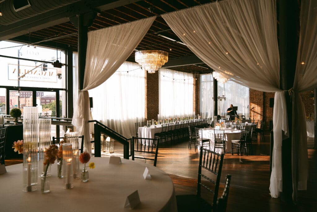 detail shot of colorful, luxurious wedding reception in kansas city