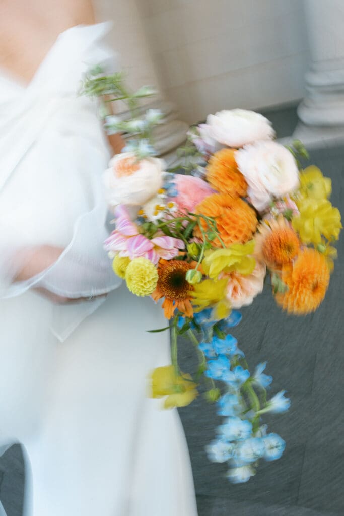 editorial shot of florals in downtown kansas city